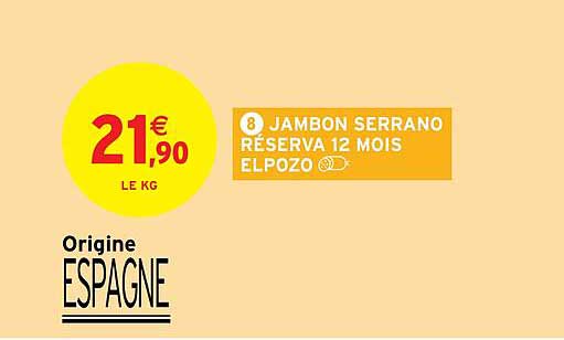 Jambon Serrano Réserva 12 Mois Elpozo