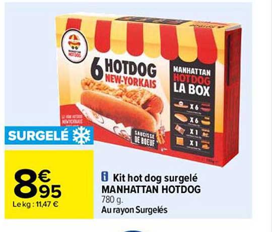 kit hot dog surgelé manhattan hotdog