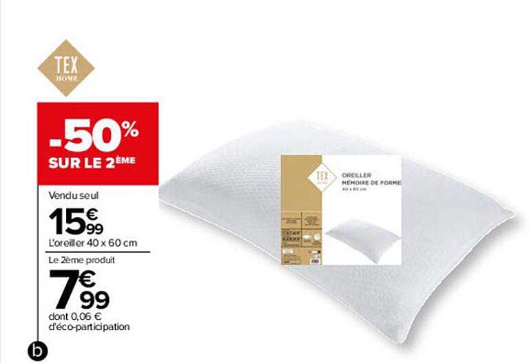 l'oreiller 40 x 60 cm tex