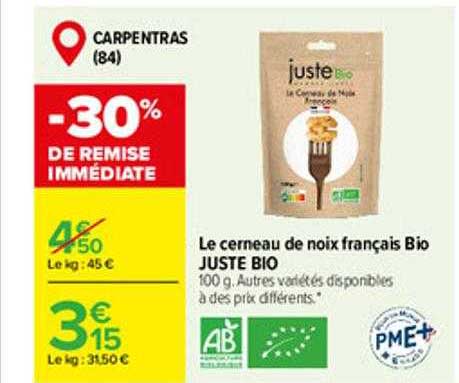 le cerneau de noix français bio juste bio