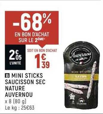 Mini Sticks Saucisson Sec Nature Auvernou