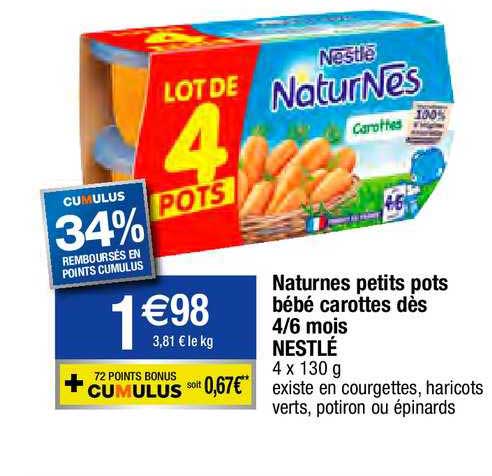 naturnes petits pots bébé carottes dès 4-6 mois nestlé