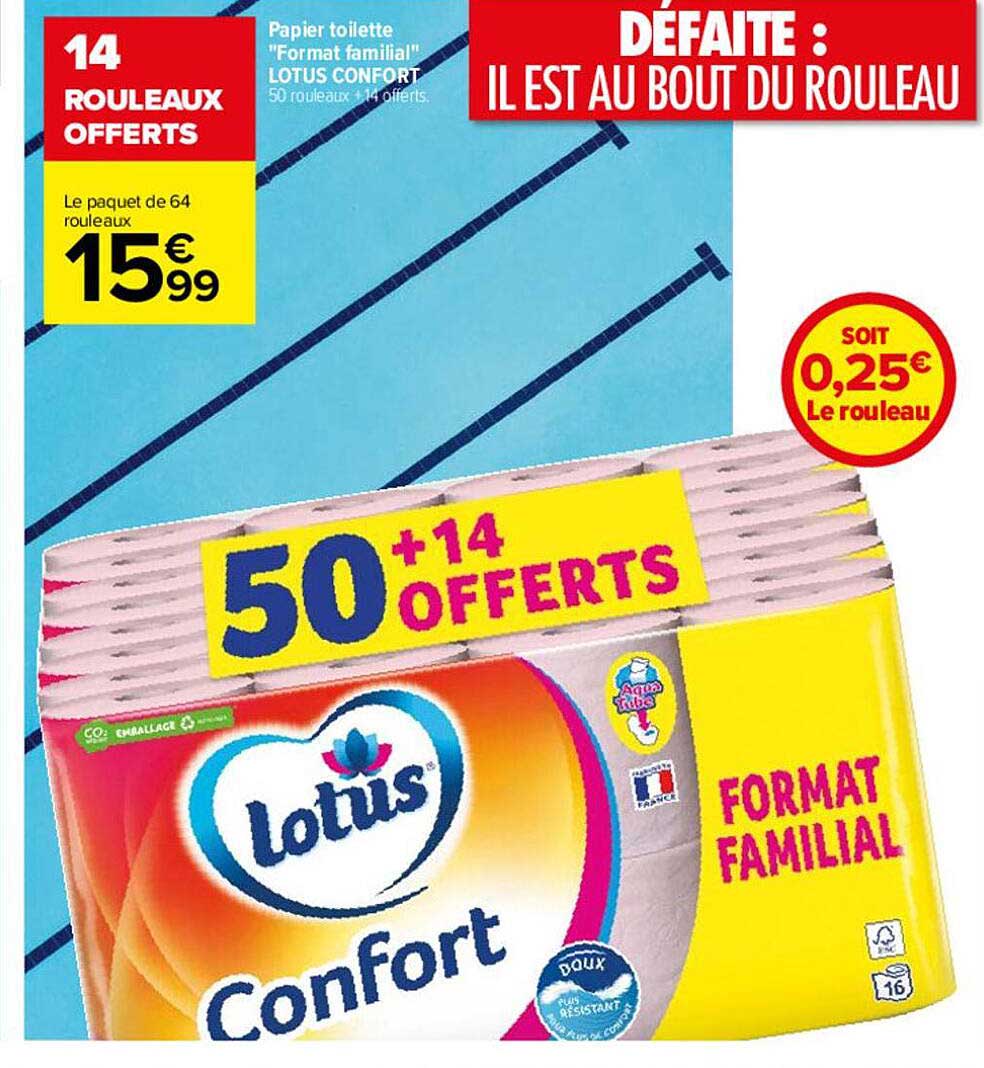 papier toilette "format familial" lotus confort