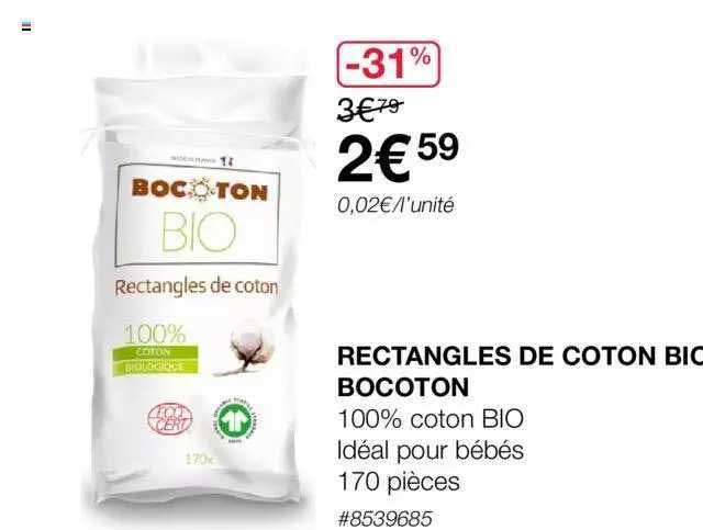 rectangles de coton bic bocoton