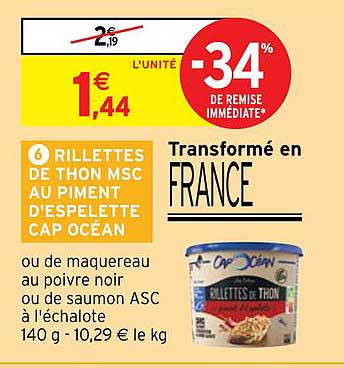 rillettes de thon msc au piment d'espelette cap océan