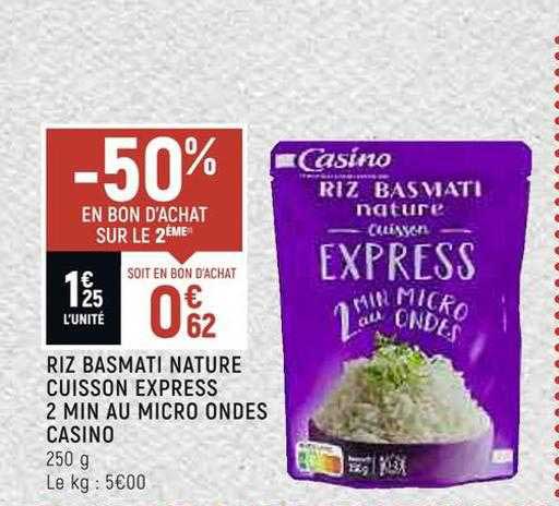 riz basmati nature cuisson express 2 min au micro ondes casino