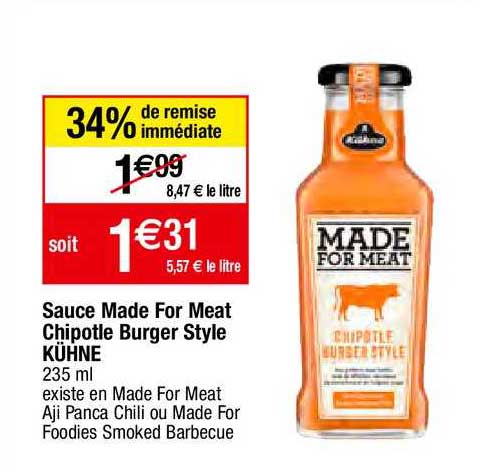 sauce made for meat chipotle burger style kühne