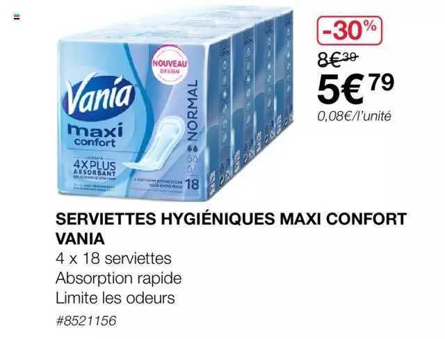 serviettes hygiéniques maxi confort vania