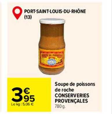 soupe de poissons de roche conserveries provençales