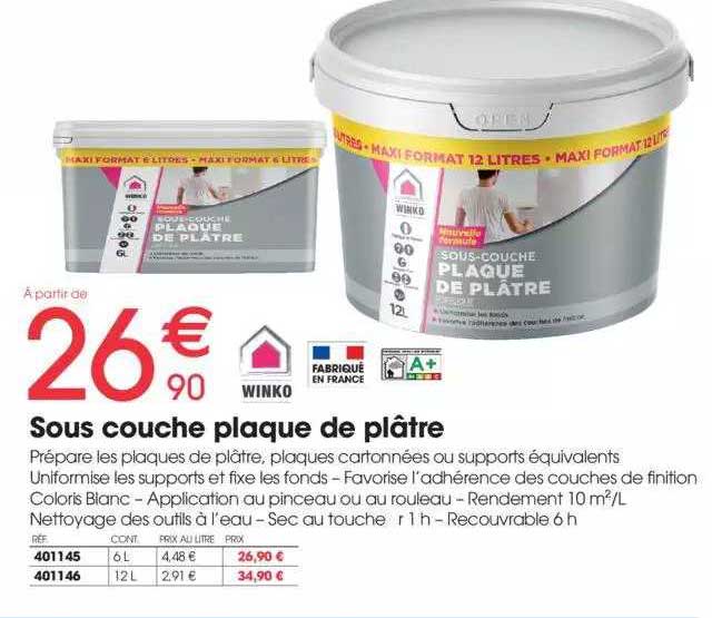 sous couche plaque de plâtre winko