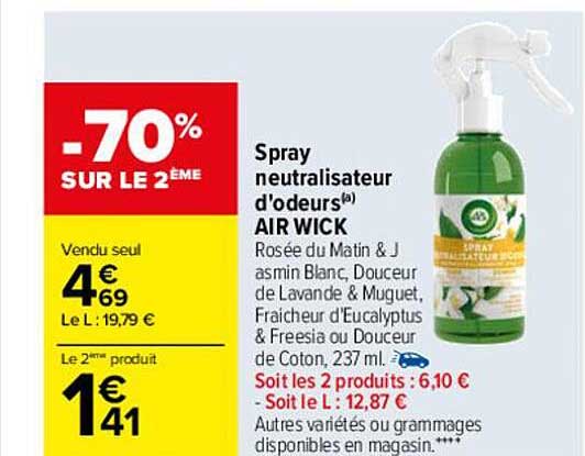 spray neutralisateur d'odeurs air wick