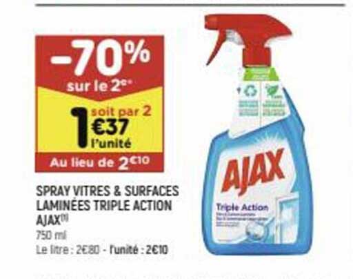 Spray Vitres & Surfaces Laminées Triplet Action Ajax