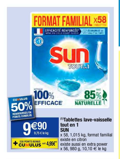 Tablettes Lave-vaisselle Tout En 1 Sun