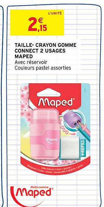 taille-crayon gomme connect 2 usages maped