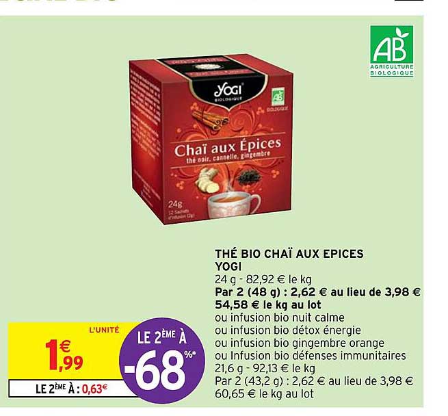 thé bio chaï aux épices yogi