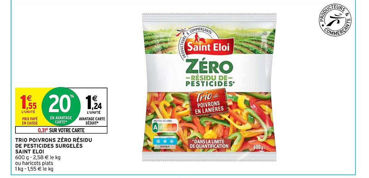 trio poivrons zéro résidu de pesticides surgelés saint eloi