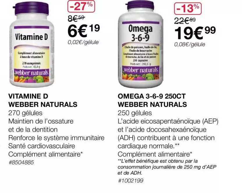 Vitamine D Webber Naturals, Omega 3-6-9 250ct Webber Naturals