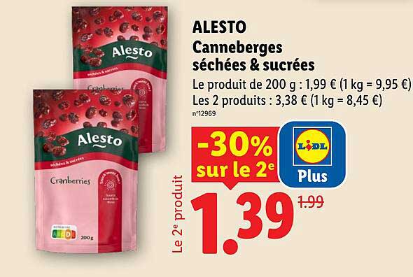 ALESTO Canneberges séchées & sucrées