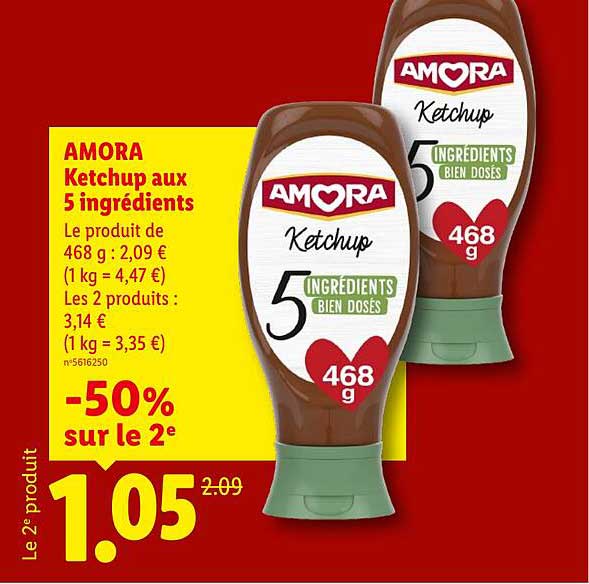 AMORA Ketchup aux 5 ingrédients