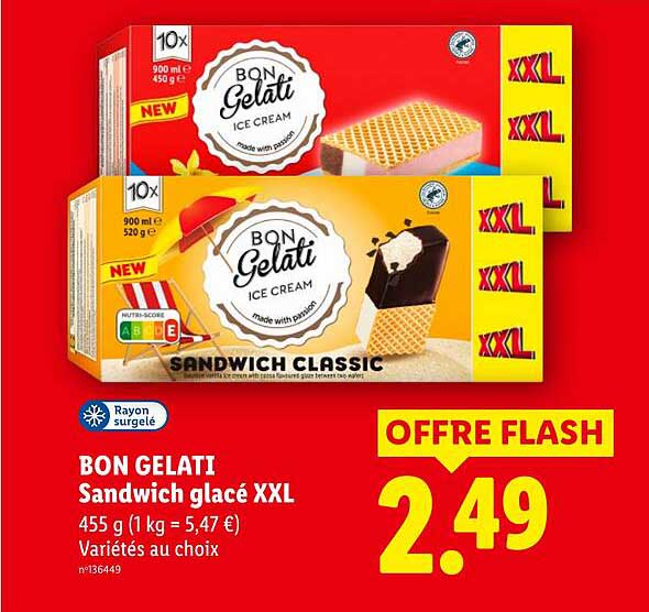 BON GELATI Sandwich glacé XXL