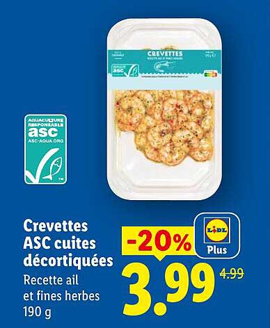 Crevettes ASC cuites décortiquées