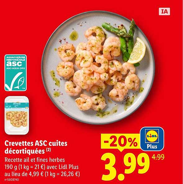 Crevettes ASC cuites décortiquées