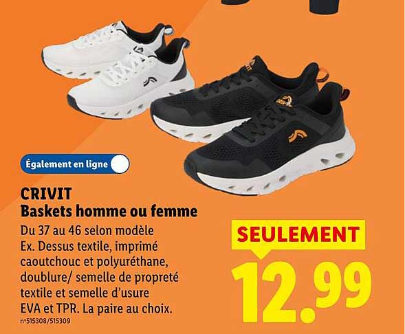 CRIVIT Baskets homme ou femme