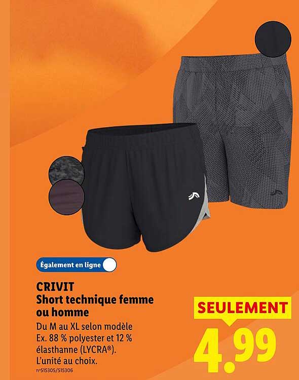 CRIVIT Short technique femme ou homme