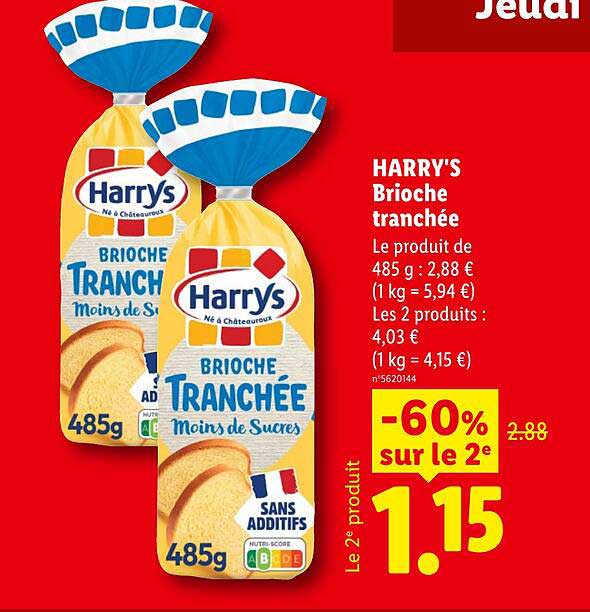 Harry's Brioche tranchée
