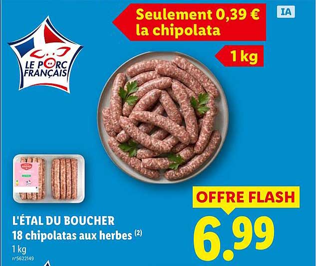 L'ÉTAL DU BOUCHER 18 chipolatas aux herbes
