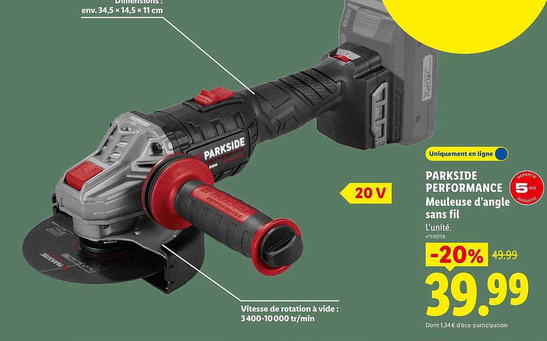 PARKSIDE PERFORMANCE Meuleuse d’angle sans fil