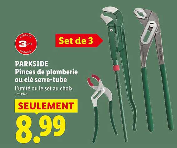 PARKSIDE Pinces de plomberie ou clé serre-tube