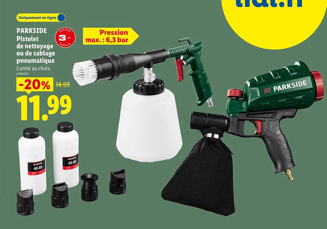 PARKSIDE Pistolet de nettoyage ou de sablage pneumatique