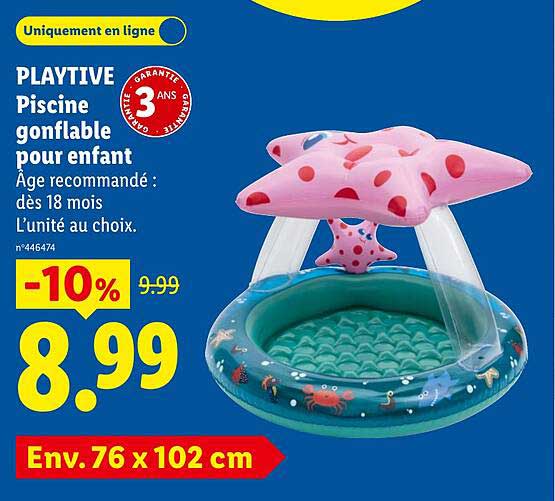 PLAYTIVE Piscine gonflable pour enfant