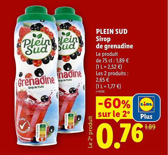 PLEIN SUD Sirop de grenadine