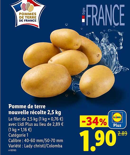 Pomme de terre nouvelle récolte 2,5 kg