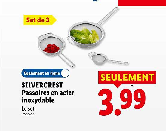 SILVERCREST Passoires en acier inoxydable