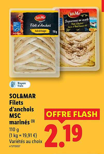 SOL&MAR Filets d'anchois MSC marinés