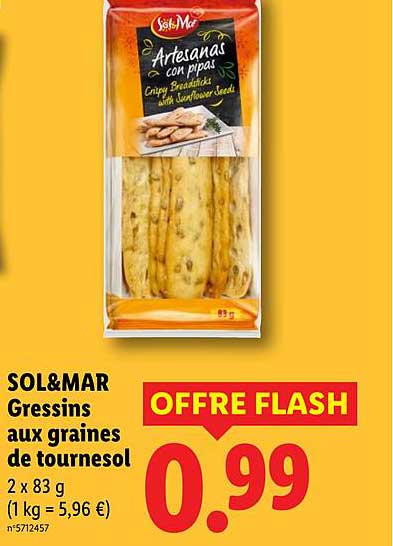 SOL&MAR Gressins aux graines de tournesol
