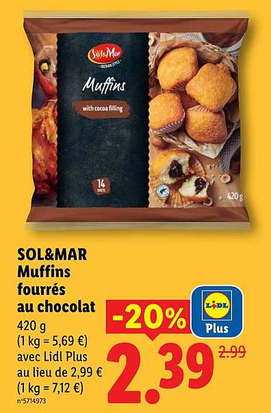 SOL&MAR Muffins fourrés au chocolat