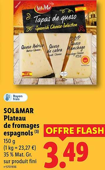 SOL&MAR Plateau de fromages espagnols