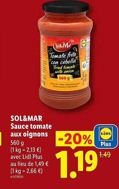 SOL&MAR Sauce tomate aux oignons