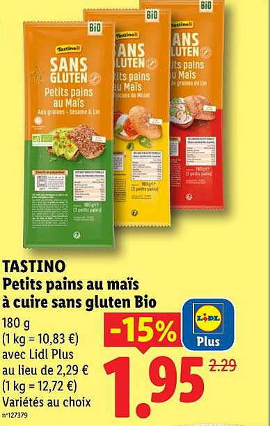 Tastino Petits pains au maïs à cuire sans gluten Bio