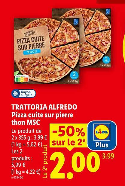 TRATTORIA ALFREDO Pizza cuite sur pierre thon MSC