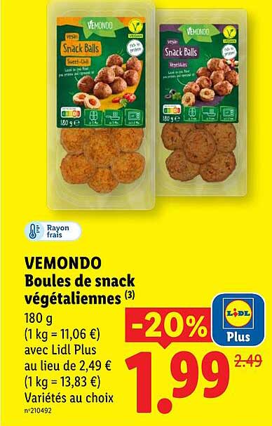 VEMONDO Boules de snack végétaliennes