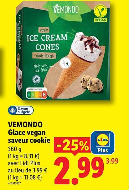 VEMondo Glace vegan saveur cookie