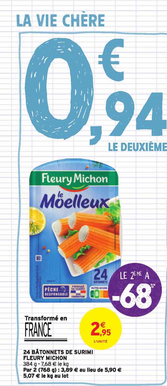 24 bâtonnets de surimi fleury michon