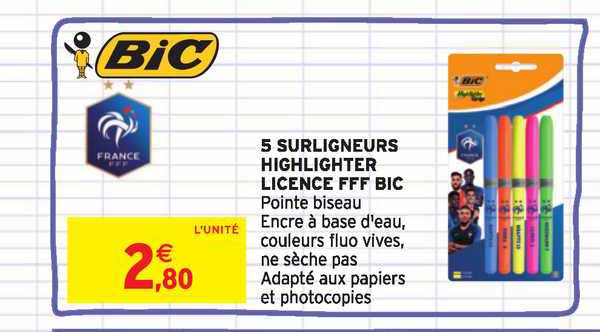 5 Surligneurs Hihglighter Licence Fff Bic