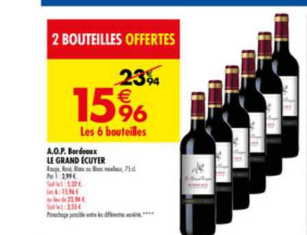 a.o.p bordeaux le grand écuyer 2 bouteilles offertes