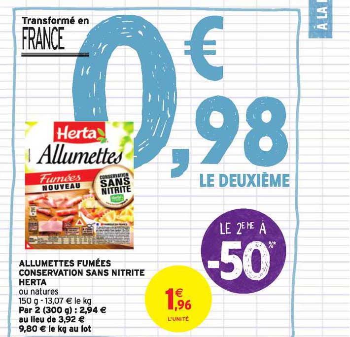 Allumettes Fumées Conservation Sans Nitrite Herta Le 2ème à -50%